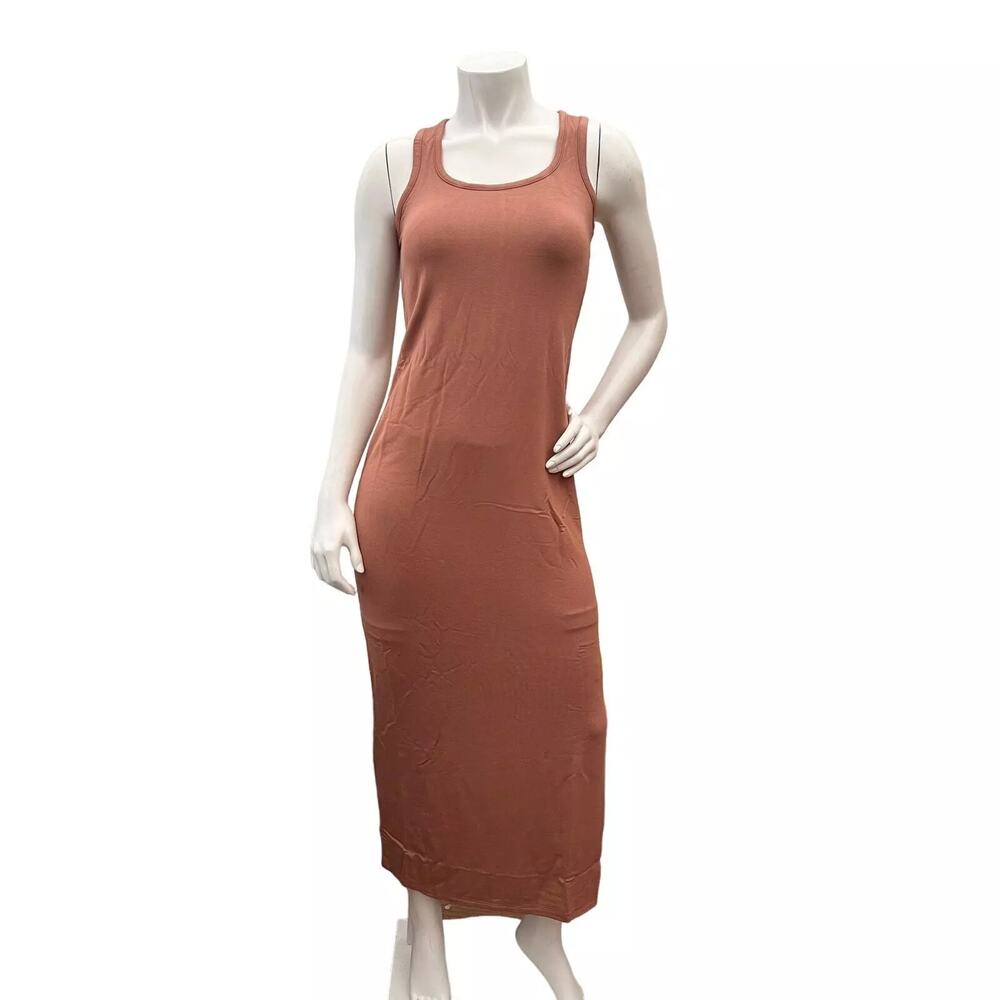 Daily Ritual Women's Supersoft Terry Racerback Maxi Brown Dress Size M